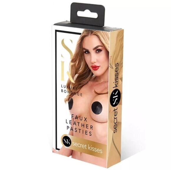 🦋B2G1🦋SECRET KISSES Faux Leather Nipple Pasties Self-Adhesive Brest Cover - Picture 1 of 3